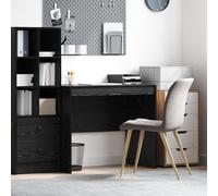 HETFTJN Scrivania da Scrittura Scrivania Ufficio Piccola Salvaspazio in Rovere Nero Truciolato, Design Moderno con Cassetto, Dimensioni Compatte 90x50x76 cm per Ufficio Domestico Studio e Lavoro