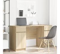 HETFTJN Scrivania da Studio con Cassetti in Rovere Sonoma, Scrivania Ufficio Salvaspazio in Legno Ingegnerizzato 140x49x76 cm, Scrittoio Moderno per Ufficio Domestico