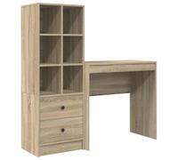 HETFTJN Scrivania da Ufficio con Mobile Libreria 2 Pezzi Rovere Sonoma | Set 2 pezzi con scrivania e scaffale libreria in legno ingegnerizzato rovere sonoma, ideale per studio e ufficio.