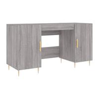 HETFTJN Scrivania grigia Sonoma 140 x 50 x 75 cm, materiale in legno con spazio di archiviazione e piedini in ferro, stile industriale, spazio di lavoro compatto per piccoli spazi, casa, ufficio