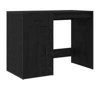 HETFTJN Scrivania nera effetto rovere, 100 x 49 x 74 cm, con cassetto e porta, moderna scrivania per computer per studio di casa, ufficio, gaming, materiale in legno, resistente per soggiorno e studio