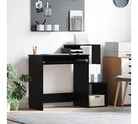 HETFTJN Scrivania per Computer Nero Rovere Nero Legno Ingegnerizzato Design Elegante Salvaspazio per Ufficio Domestico e Studio con Superficie Testurizzata
