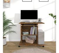HETFTJN Scrivania per Computer Salvaspazio con Ruote Rovere Fumo 80x50x75cm Legno Multistrato Compatta per Ufficio e Casa Moderna Design