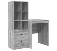 HETFTJN Scrivania per Ufficio con Libreria e Cassetti 2 pz Grigio Sonoma | Set 2 pezzi con mobile alto e tavolo studio per ottimizzare lo spazio in casa, camera da letto o studio moderno.