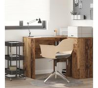 HETFTJN Scrivania Piccola con Scaffale Integrato, Legno Ingegnerizzato Vecchio Stile, Design Rustico Industriale, Marrone Rettangolare 80x50cm, Salvaspazio per Ufficio Domestico e Studio