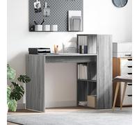 HETFTJN Scrivania Salvaspazio Grigia Sonoma in Legno Ingegnerizzato Laminato, Design Moderno con 4 Ripiani per Ufficio Domestico e Studio Personale