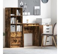 HETFTJN Scrivania Ufficio in Legno Ingegnerizzato Rovere Affumicato, Piccola e Compatta 60x40x76cm con Cassetto, Design Minimalista per Studio Casa e Lavoro