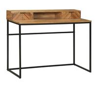 HETFTJN Scrivania Ufficio in Legno Massello Acacia, Design di Metà Secolo, 110x50x87 cm Marrone Rettangolare con Cassetti e Mensola, per Ufficio Domestico o Studio