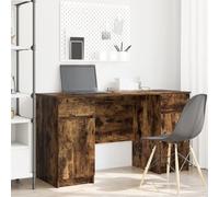 HETFTJN Scrivania Ufficio Moderna in Legno Ingegnerizzato Rovere Fumé con 2 Cassetti, Scrivania da Studio Salvaspazio 140x49x76 cm per Studio Casa