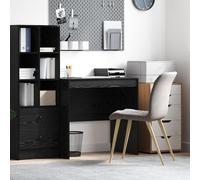 HETFTJN Scrivania Ufficio Piccola in Rovere Nero Legno Ingegnerizzato 80x50x76 cm con Cassetto Design Minimalista Salvaspazio per Studio e Lavoro