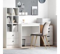 HETFTJN Scrivania Ufficio Piccola Salvaspazio in Legno Ingegnerizzato Bianco 70x50x76 cm con Cassetto, Design Minimalista per Studio Casa e Ufficio Domestico