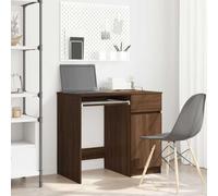 HETFTJN Scrivania Ufficio Rovere Marrone Legno Multistrato 86x49x76 cm con Anta e Cassetto, Scrivania Piccola Salvaspazio per Ufficio Casa Studio