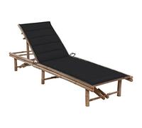 HETFTJN Sedia a sdraio da giardino in bambù, 200 x 65 cm, schienale regolabile in 3 posizioni, con cuscino, resistente alle intemperie e leggero, design moderno per giardino, terrazza, balcone