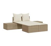 HETFTJN Sedia a sdraio da giardino, in rattan sintetico, 104 x 162 x 30 cm, resistente alle intemperie, con cuscini, colore bianco crema, resistente ai raggi UV, per balcone, terrazza, campeggio