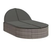 HETFTJN Sedia a sdraio in rattan sintetico resistente alle intemperie, con schienale regolabile e cuscino imbottito spesso, grigio, 110 x 200 cm, per giardino, balcone e terrazza