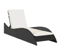 HETFTJN Sedia a sdraio regolabile in polyrattan resistente alle intemperie, con cuscino bianco crema, 60 x 205 x 73 cm, per giardino, balcone e piscina