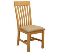 HETFTJN Sedia da Pranzo 2 pcs in Legno Massello di Quercia Beige | Set di 2 sedie per sala da pranzo e cucina con seduta imbottita in schiuma e robuste gambe quadrate in rovere massiccio.