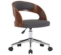 HETFTJN Sedia da Pranzo Girevole in Tessuto Grigio e Legno Ricurvo | Design ergonomico con altezza regolabile da 41 a 49 cm. Ideale per la zona pranzo, lo studio o il soggiorno di casa.