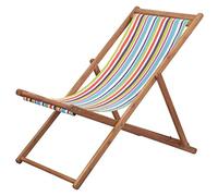 HETFTJN Sedia da spiaggia pieghevole in legno di eucalipto multicolore, larghezza 60 cm, 3 posizioni, resistente alle intemperie, per giardino, balcone, campeggio