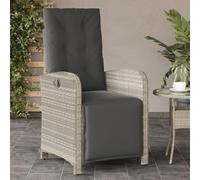 HETFTJN Sedia Reclinabile da Giardino con Poggiapiedi in Polyrattan Grigio Chiaro - Poltrona Esterno Regolabile per Relax in Terrazzo, Balcone o Spiaggia, Cuscini Imbottiti e Struttura Acciaio
