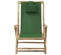 HETFTJN Sedia Relax Reclinabile da Giardino in Bambù Verde Pieghevole | Schienale regolabile in 4 posizioni e struttura pieghevole salvaspazio per il pieno relax in giardino o sul terrazzo.