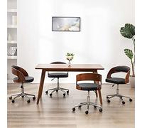 HETFTJN Sedie da Pranzo Girevoli Moderne 4 Pezzi Nere in Legno Curvato e Similpelle con Ruote Design Elegante per Cucina Sala da Pranzo e Soggiorno