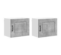 HETFTJN Set 2 Armadi da Parete Cucina Legno Ingegnerizzato Grigio Cemento | Pensili sospesi con ante per organizzare stoviglie e spezie in cucina mantenendo il piano di lavoro sempre libero.