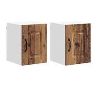 HETFTJN Set 2 Armadietti da Parete per Cucina Legno Vecchio | Mobiletto sospeso multiuso in legno ingegnerizzato con ante e ripiani interni, ideale per la cucina e la zona pranzo.