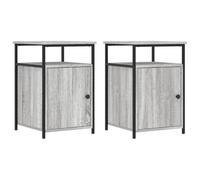 HETFTJN Set 2 Comodini Camera da Letto Grigio Sonoma 40x42x60cm | Coppia di tavolini da notte in legno ingegnerizzato e ferro per camera da letto e soggiorno con piedini regolabili.