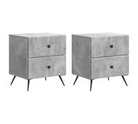 HETFTJN Set 2 Comodini con 4 Cassetti Grigio Cemento 43x34,5x47,5 cm | Mobiletti salvaspazio per camera da letto con ampio stoccaggio integrato, ideali come tavolini da notte o per soggiorno.