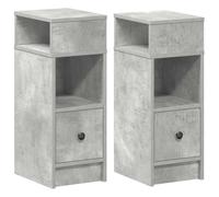 HETFTJN Set 2 Comodini con Cassetto Grigio Cemento 25x31x66 cm | Mobiletti salvaspazio per camera da letto con vani aperti e pomello pratico. Include kit anti-ribaltamento a parete.