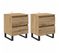 HETFTJN Set 2 Comodini da Camera da Letto in Legno e Acciaio 40x35x50 cm | Set di 2 tavolini da notte compatti con cassetto e struttura metallica, ideali per la camera da letto o la zona relax.