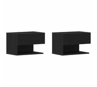 HETFTJN Set 2 Comodini da Notte Rovere Nero 46x30x30 cm | Mobiletti salvaspazio per camera da letto con cassetto e ripiano aperto, ideali per organizzare la zona notte.