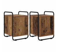 HETFTJN Set 2 Comodini Moderni 35x36,5x50 cm Legno Antico e Acciaio | Mobiletto moderno per camera da letto con anta, struttura in acciaio zincato, gambe stabili e piedini antigraffio.