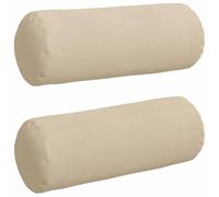 HETFTJN Set 2 Cuscini a Rullo Crema 25x70 cm in Microfibra