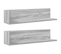HETFTJN Set 2 Mensole da Muro 75cm Grigio Sonoma in Truciolato | Design a L montabile in due versi per soggiorno e camera da letto. Ripiani sospesi salvaspazio con portata max 20 kg.