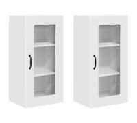 HETFTJN Set 2 Pensili da Cucina Parete Kalmar Bianco Legno Ingegnerizzato | Mobiletto pensile salvaspazio per la cucina moderna, ideale per organizzare stoviglie e accessori in modo ordinato.