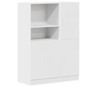HETFTJN Set 2 Pezzi Armadio Cucina Bianco, Armadietto Moderno in Legno per Stoviglie e Scorte Armadio Multiuso con Ante e Scomparti Aperti 95x41,5x131,5 cm