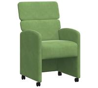 HETFTJN Set 2 Sedie da Pranzo con Ruote in Velluto Verde Chiaro | Morbide sedute ergonomiche con braccioli e rotelle per massima mobilita in sala da pranzo e studio domestico.