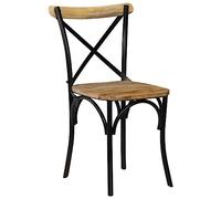 HETFTJN Set 2 Sedie da Pranzo Nere in Legno di Mango e Acciaio | Struttura dallo stile retrò con schienale a croce, ideale per la cucina, la sala da pranzo o il soggiorno moderno.