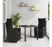 HETFTJN Set 2 Sedie Giardino Reclinabili in Rattan Polimerico Nero con Cuscini Crema, Poltrona da Esterno Regolabile per Balcone Terrazzo Giardino