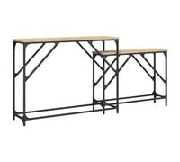 HETFTJN Set 2 Tavoli Consolle Impilabili Rovere Sonoma Metallo | Design salvaspazio sovrapponibile in legno multistrato e struttura metallica per ingresso, corridoio o soggiorno.