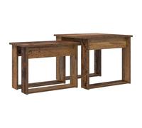 HETFTJN Set 2 Tavolini da Caffè Sovrapponibili Legno Vecchio 50x52x42 cm