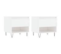HETFTJN Set 2 Tavolini da Salotto Bianco Lucido 50x46x50 cm Cassetto