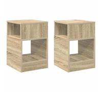 HETFTJN Set 2 Tavolini da Salotto Rovere Sonoma 30,5x30x45 cm | Struttura compatta con ripiani aperti per soggiorno e camera da letto, realizzata in pratico legno multistrato.