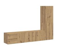 HETFTJN Set 3 Mobili TV a Parete Rovere in Legno Ingegnerizzato | Mobiletti sospesi salvaspazio per il soggiorno, ideali per riordinare console e dispositivi multimediali.