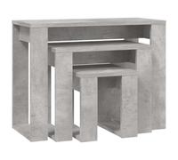 HETFTJN Set 3 Tavolini Impilabili Grigio Cemento in Legno Multistrato | Design ad incastro salvaspazio per soggiorno e camera da letto con tre dimensioni ed elegante tonalita grigia.