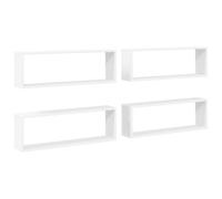 HETFTJN Set 4 Mensole a Parete Cubo Bianco 80x15x26,5cm Multistrato | Set di 4 scaffali pensili dal design moderno a cubo, ideali per organizzare libri e decorazioni in soggiorno o studio.
