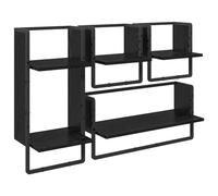 HETFTJN Set 4 Mensole da Parete Rettangolari in Legno Rovere Nero