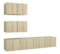 HETFTJN Set 4 Mobili Porta TV Sospesi Rovere Sonoma in Legno Multistrato | Mobile sospeso modulare per il soggiorno, ottimizza lo spazio a terra e offre scomparti per dispositivi multimediali.